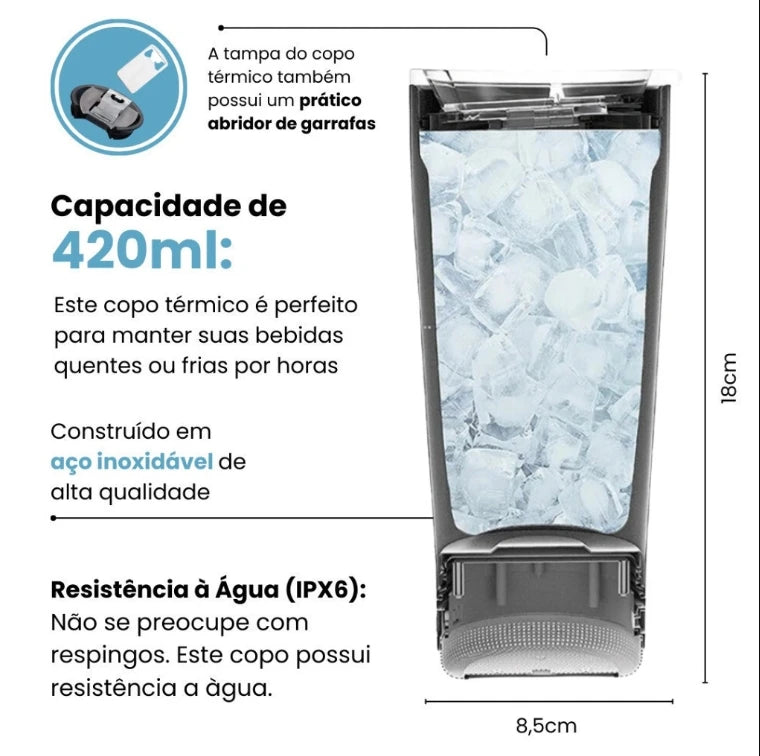 Copo Térmico 420ml: Estilo e Praticidade em Cada Gole!