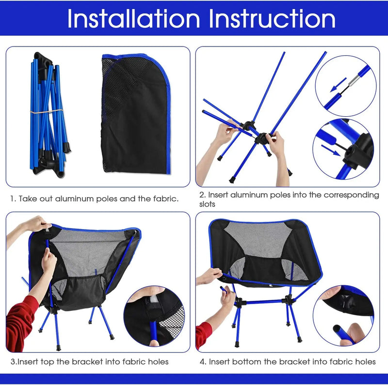 Cadeira Dobrável Portátil Ultralight Azulblanco - Conforto e Versatilidade para Todas as Avenidas!