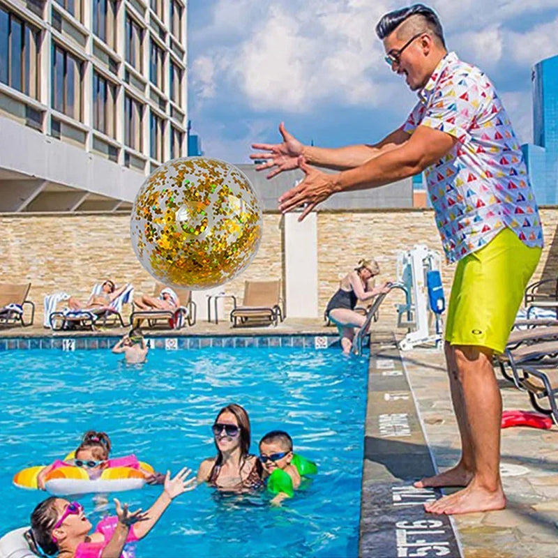 Bola de Praia Inflável Glitter - Diversão Brilhante para o Verão
