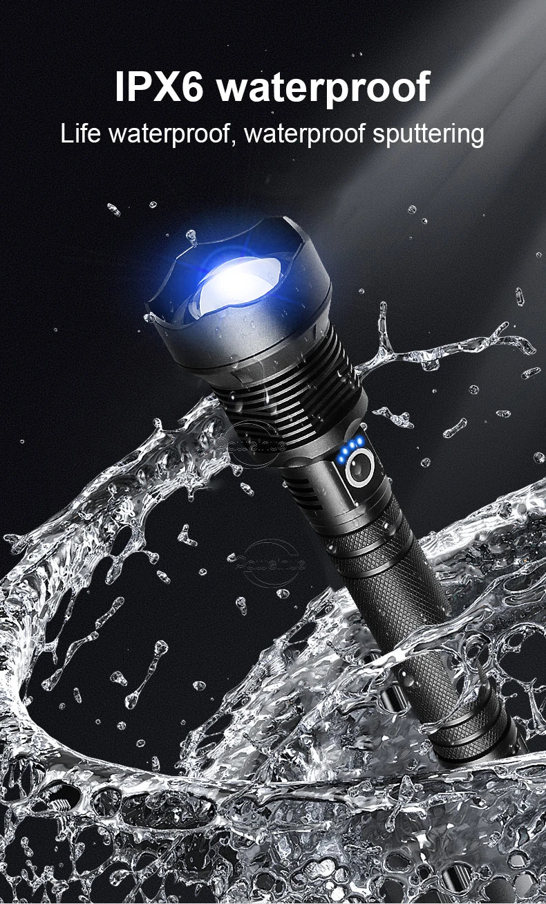 Lanterna XHP360 Super Brilhante - 15.000.000 LM - USB Recarregável