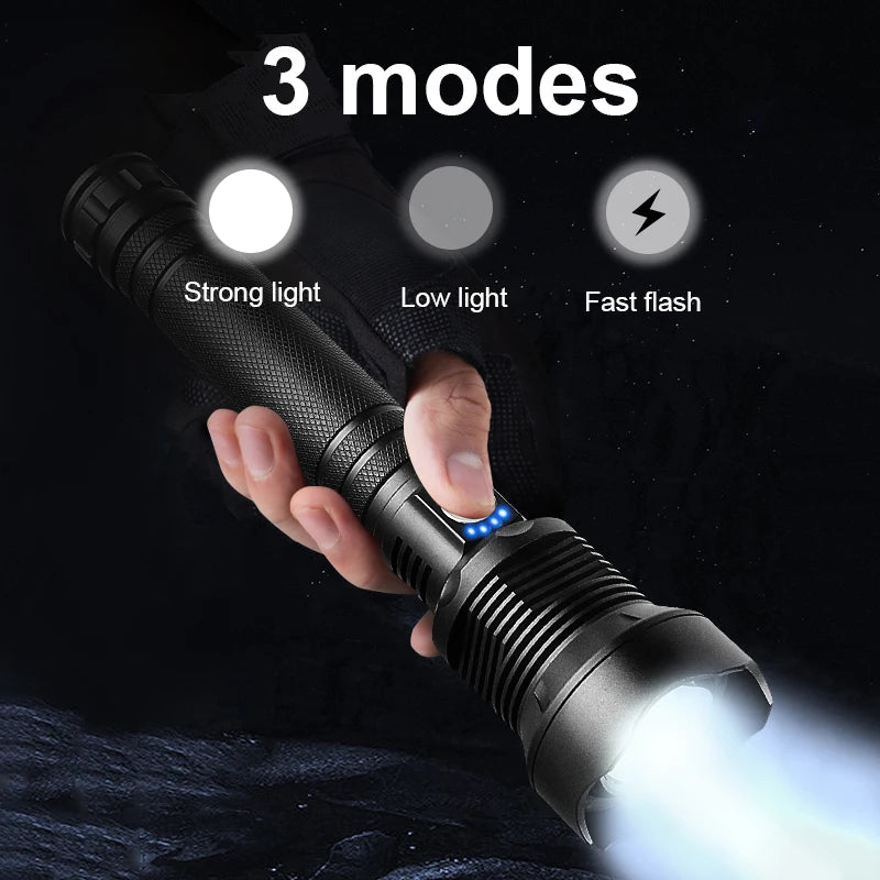 Lanterna XHP360 Super Brilhante - 15.000.000 LM - USB Recarregável