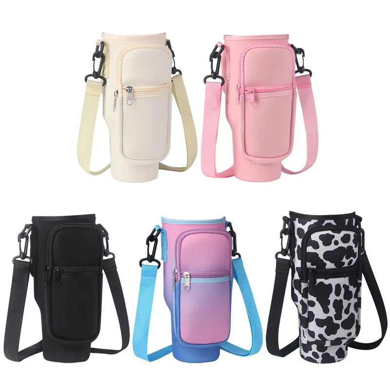 Bolsa Portátil para Garrafa de Água com Bolso para Telefone - Estilo e Praticidade!