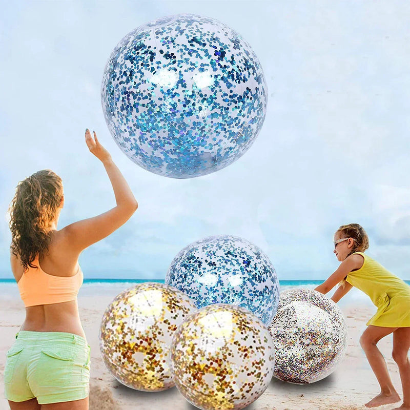Bola de Praia Inflável Glitter - Diversão Brilhante para o Verão