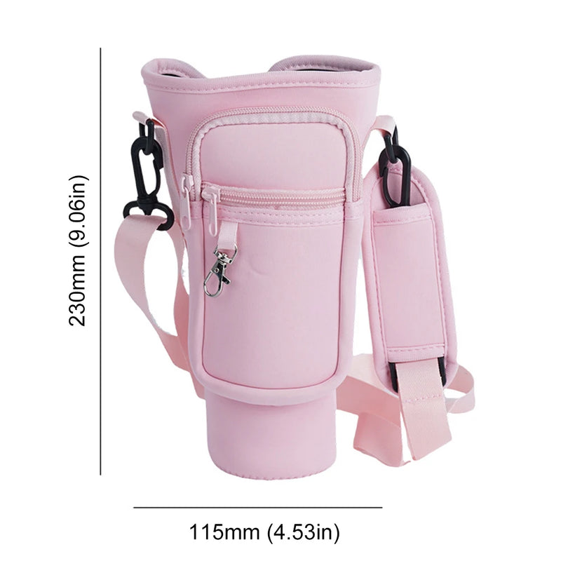 Bolsa Portátil para Garrafa de Água com Bolso para Telefone - Estilo e Praticidade!