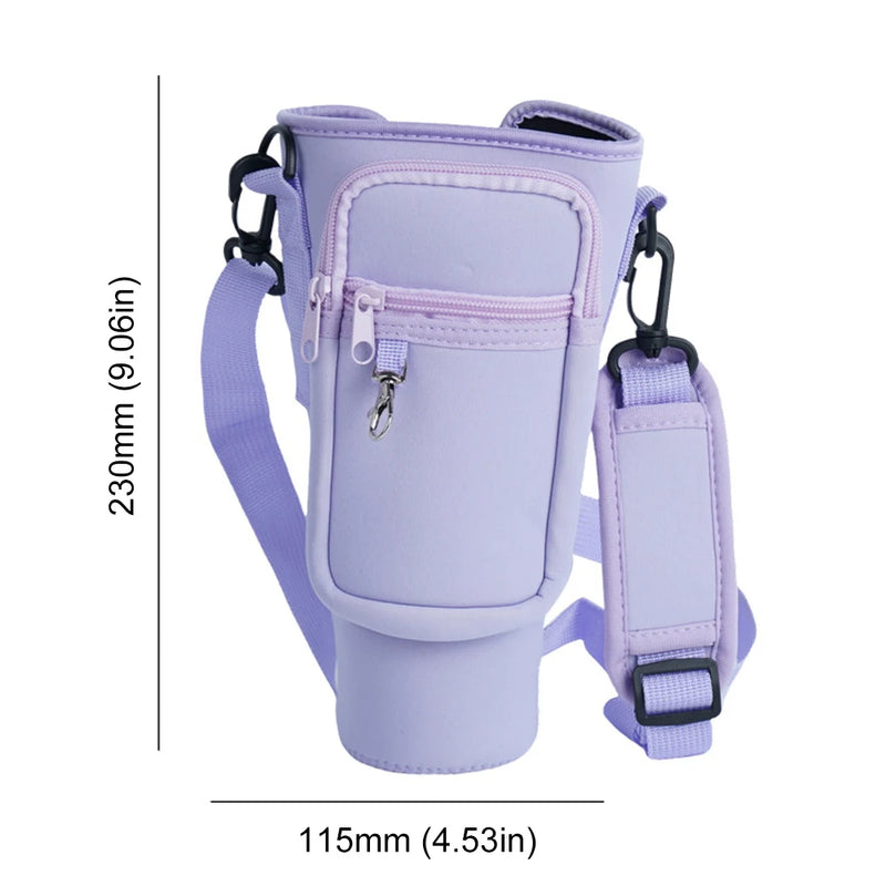 Bolsa Portátil para Garrafa de Água com Bolso para Telefone - Estilo e Praticidade!