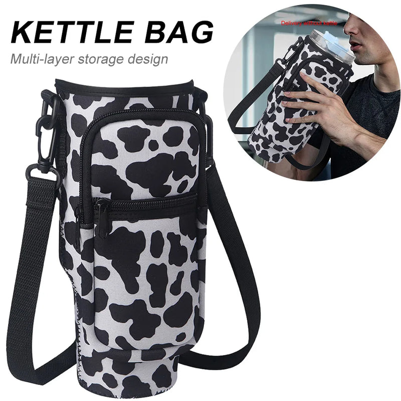 Bolsa Portátil para Garrafa de Água com Bolso para Telefone - Estilo e Praticidade!