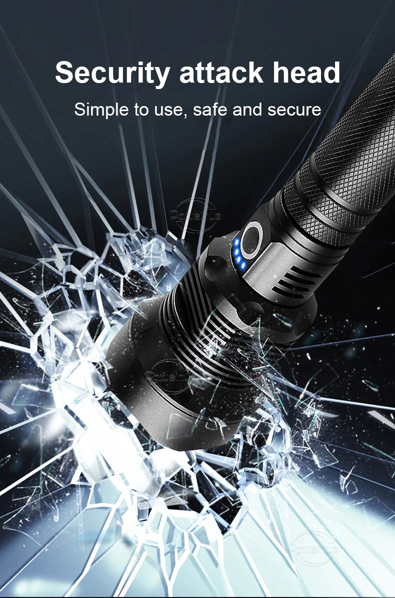 Lanterna XHP360 Super Brilhante - 15.000.000 LM - USB Recarregável