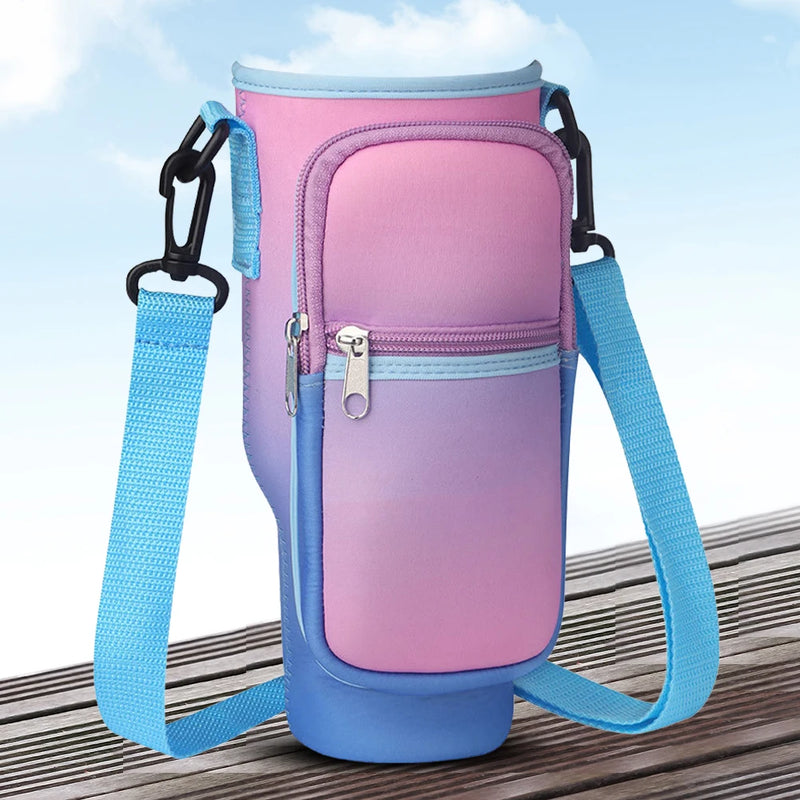 Bolsa Portátil para Garrafa de Água com Bolso para Telefone - Estilo e Praticidade!