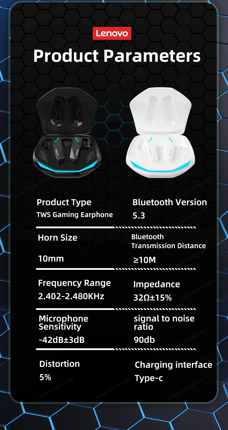 Fones de Ouvido Lenovo-GM2 Pro Sem Fio
