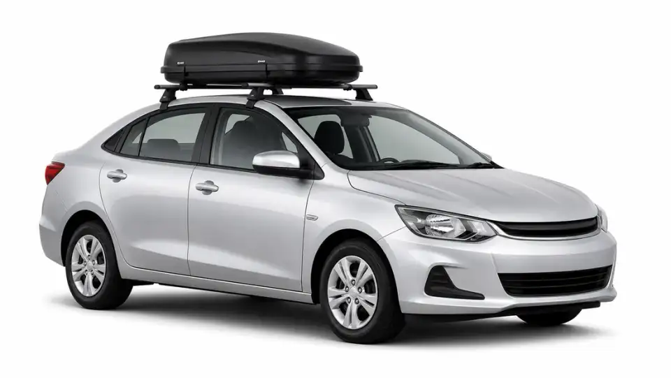 Sedan with roof luggage