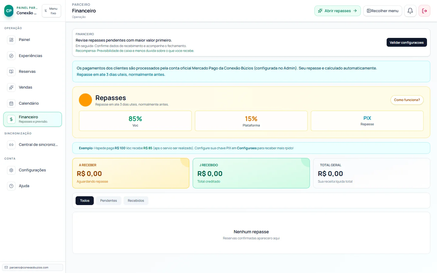 Financeiro real do parceiro